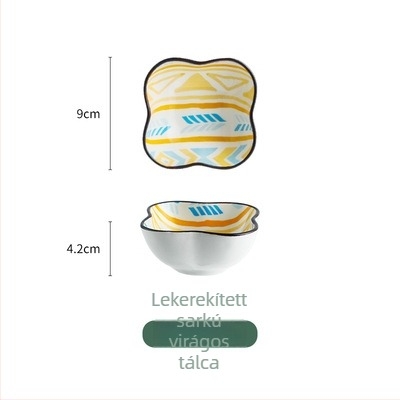 Kerámia mártásos tál szabálytalan formával, csíkos mintával, nyugati stílusú, mikrózható