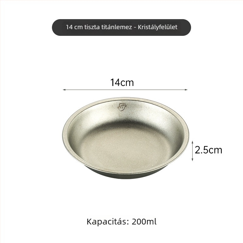Tiszta titánból készült kerek tányér kempingezéshez, edénykészlet, egyben öntött felület, modern minimalist stílus