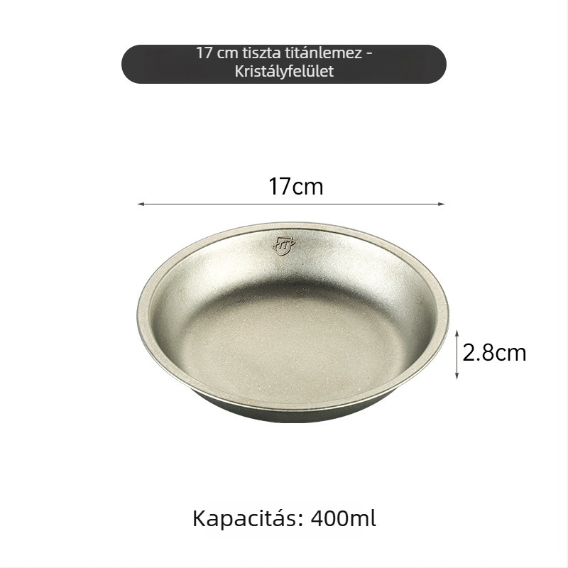 Tiszta titánból készült kerek tányér kempingezéshez, edénykészlet, egyben öntött felület, modern minimalist stílus