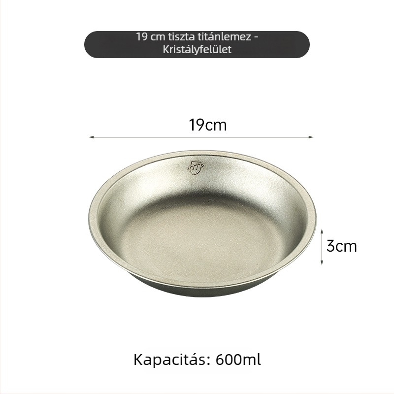 Tiszta titánból készült kerek tányér kempingezéshez, edénykészlet, egyben öntött felület, modern minimalist stílus