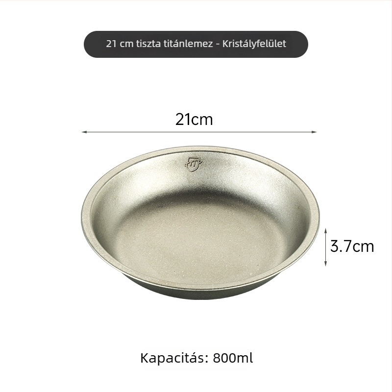 Tiszta titánból készült kerek tányér kempingezéshez, edénykészlet, egyben öntött felület, modern minimalist stílus
