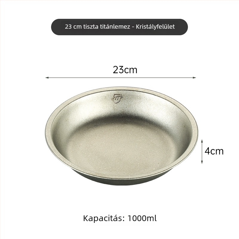 Tiszta titánból készült kerek tányér kempingezéshez, edénykészlet, egyben öntött felület, modern minimalist stílus