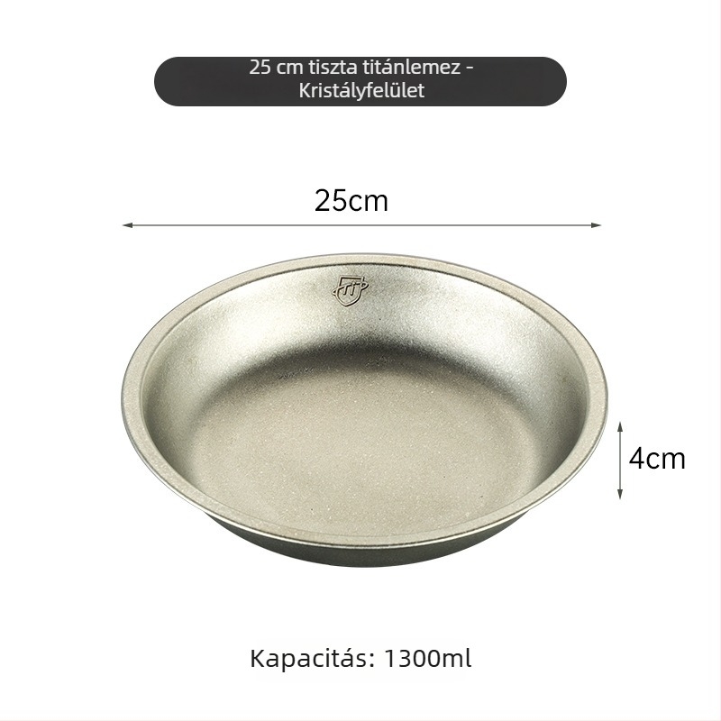 Tiszta titánból készült kerek tányér kempingezéshez, edénykészlet, egyben öntött felület, modern minimalist stílus