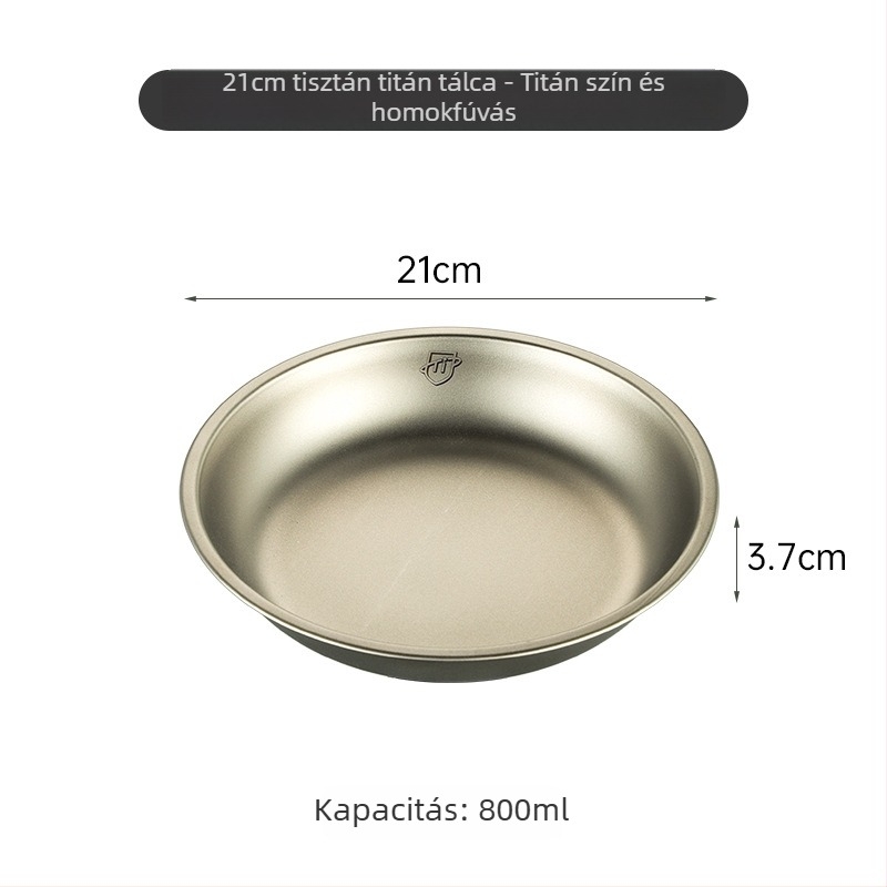 Tiszta titánból készült kerek tányér kempingezéshez, edénykészlet, egyben öntött felület, modern minimalist stílus