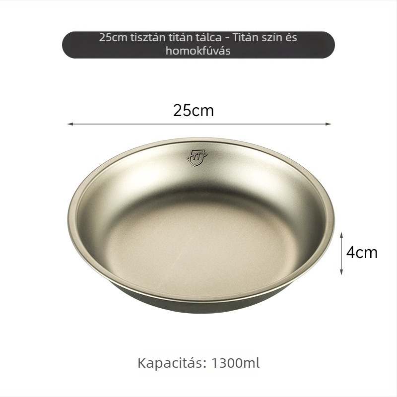 Tiszta titánból készült kerek tányér kempingezéshez, edénykészlet, egyben öntött felület, modern minimalist stílus
