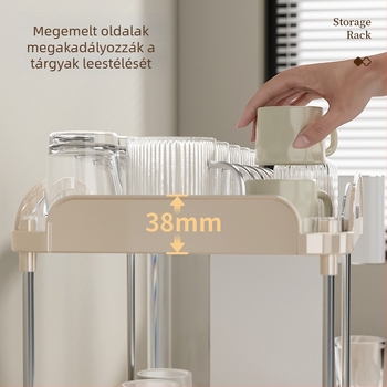 Asztali pohár tároló állvány, dupla rétegű szárítással, ABS+PET anyag, modern minimalista dizájn