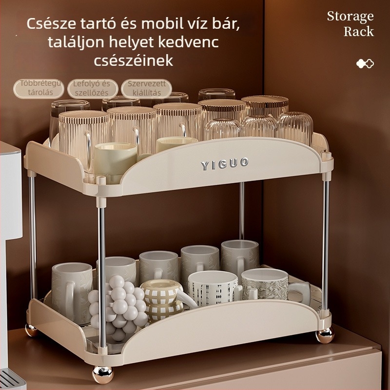 Asztali pohár tároló állvány, dupla rétegű szárítással, ABS+PET anyag, modern minimalista dizájn