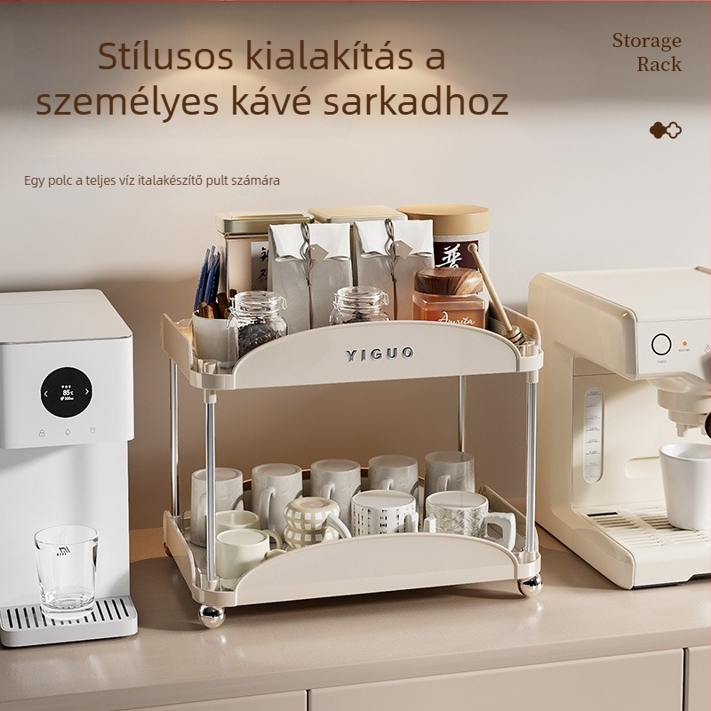 Asztali pohár tároló állvány, dupla rétegű szárítással, ABS+PET anyag, modern minimalista dizájn