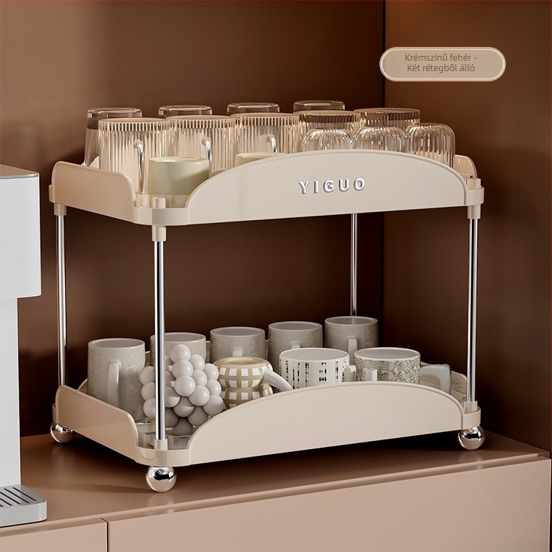 Asztali pohár tároló állvány, dupla rétegű szárítással, ABS+PET anyag, modern minimalista dizájn