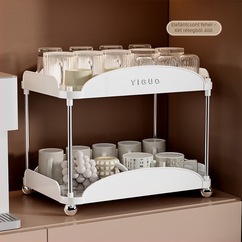 Asztali pohár tároló állvány, dupla rétegű szárítással, ABS+PET anyag, modern minimalista dizájn