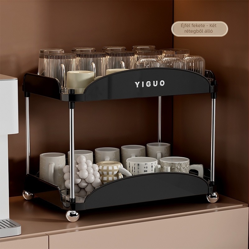 Asztali pohár tároló állvány, dupla rétegű szárítással, ABS+PET anyag, modern minimalista dizájn