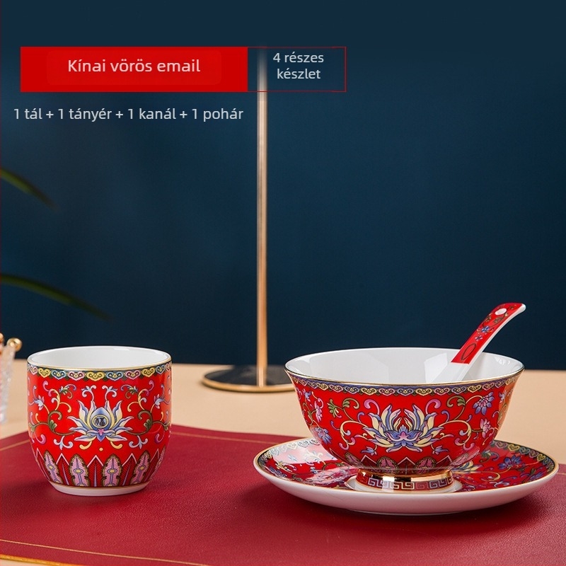 Emalizált csont porcelán tál, kör alakú, növény- és virágmintával, kínai stílusú (új chinoiserie), logó nyomtatás és testreszabás elérhető