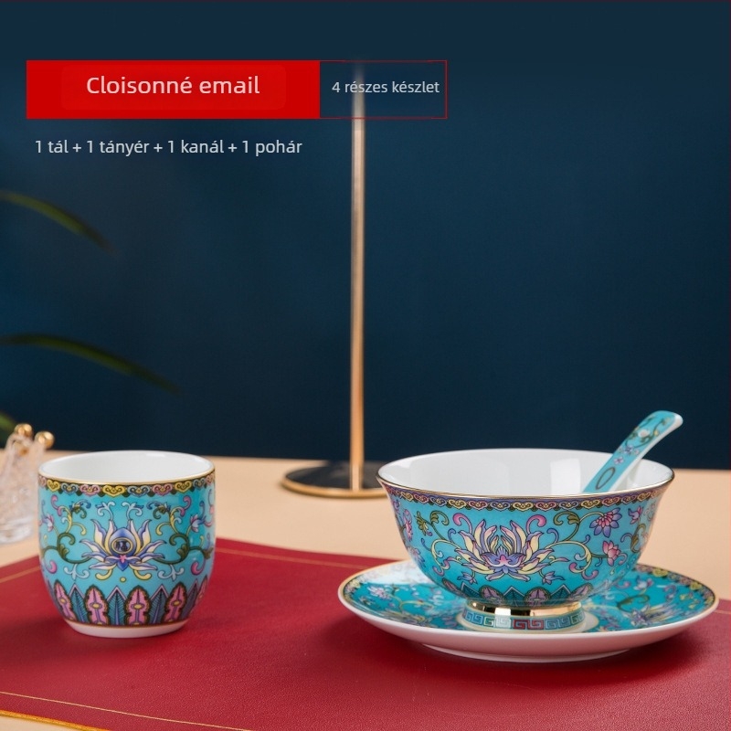 Emalizált csont porcelán tál, kör alakú, növény- és virágmintával, kínai stílusú (új chinoiserie), logó nyomtatás és testreszabás elérhető