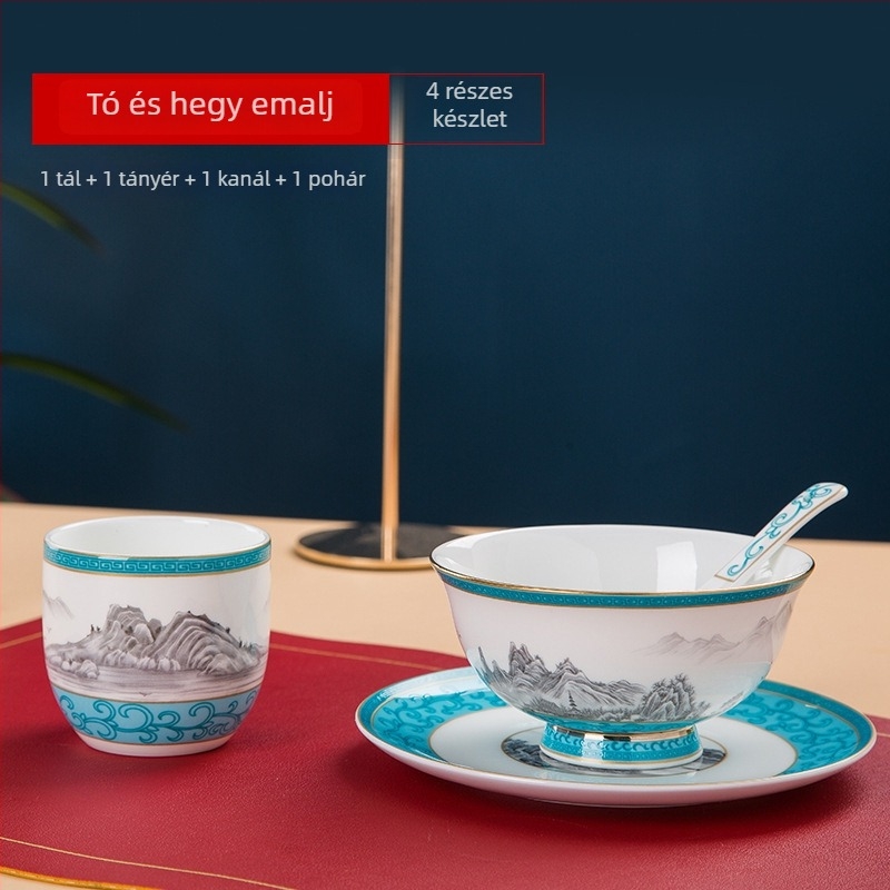 Emalizált csont porcelán tál, kör alakú, növény- és virágmintával, kínai stílusú (új chinoiserie), logó nyomtatás és testreszabás elérhető