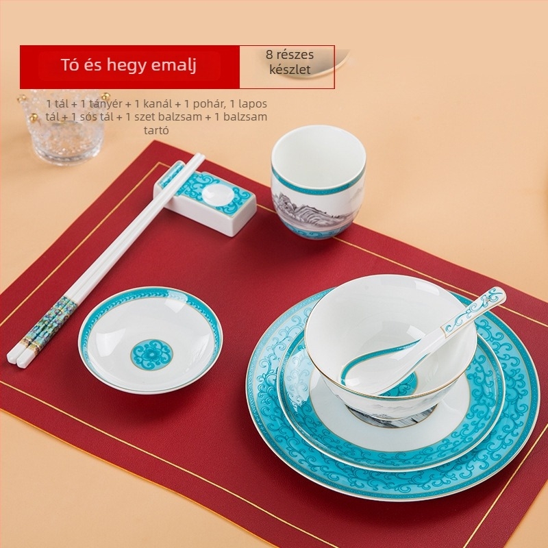 Emalizált csont porcelán tál, kör alakú, növény- és virágmintával, kínai stílusú (új chinoiserie), logó nyomtatás és testreszabás elérhető