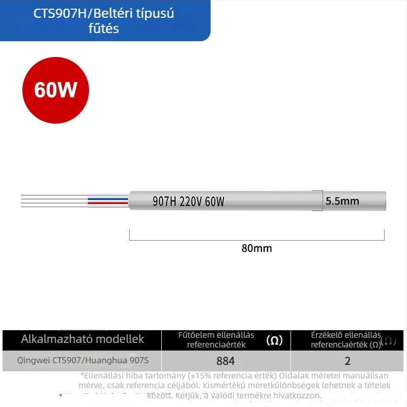 Négyvezetékes forrasztóvas fűtőmag – 150 W, kompatibilis Huanghua 907S, 905S, EP-D100, EP-D200W