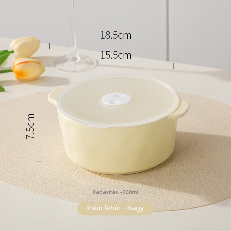 Kerámia frissességmegőrző tál fedéllel, mikrózható, 301–500 ml kapacitás