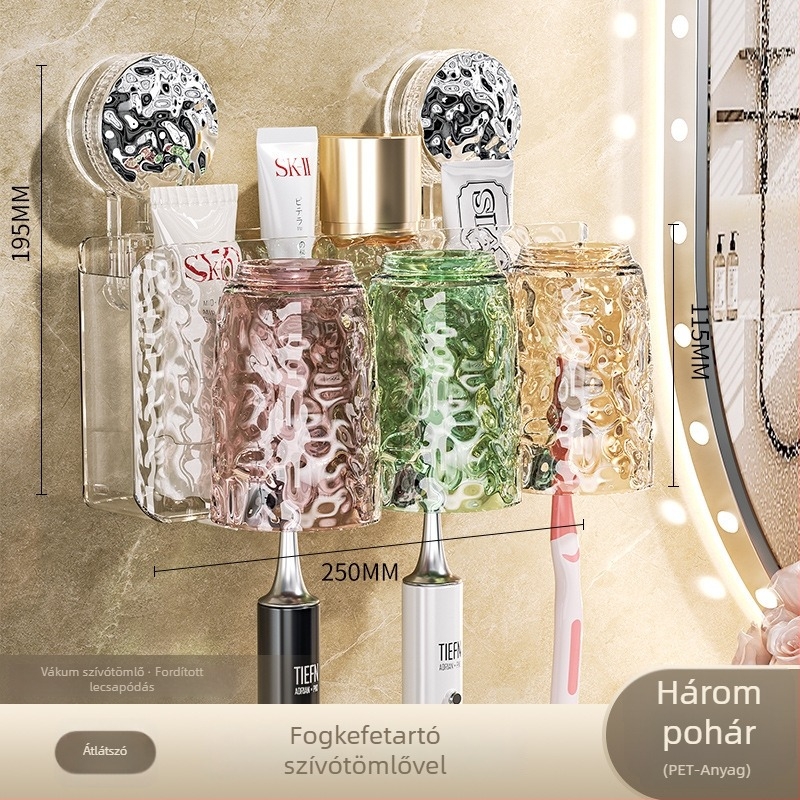 Fali fogkefetartó, falra szerelhető, szívócsésze, PET anyag, 32 db/csomag
