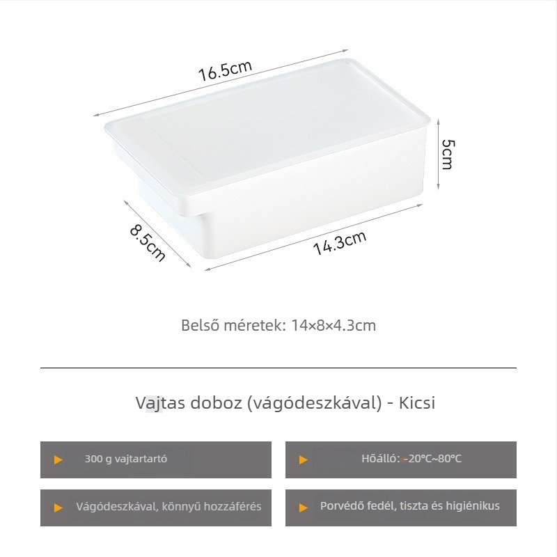 Vajvágó és tároló doboz fedéllel, japán stílus, fém test, beépített vajvágó (Fém; Japán stílus; Beépített vajvágó)