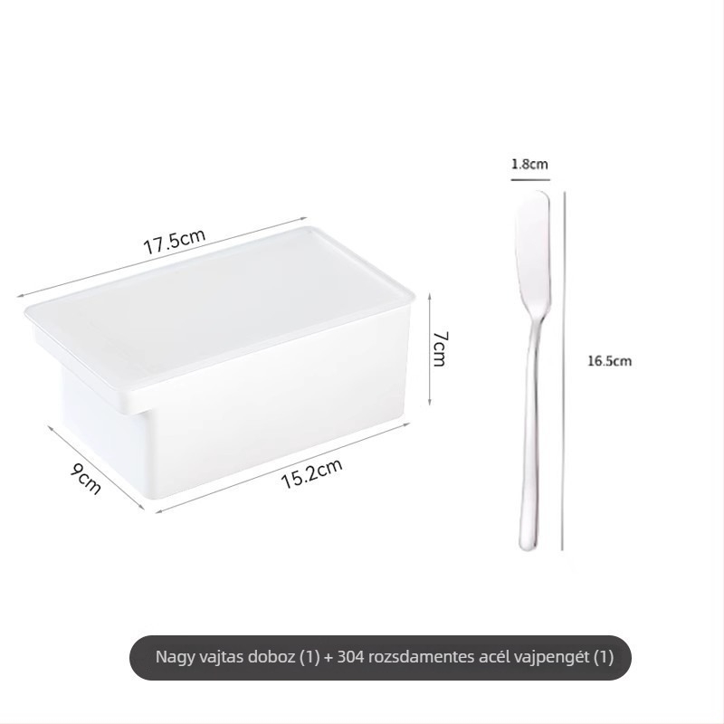 Vajvágó és tároló doboz fedéllel, japán stílus, fém test, beépített vajvágó (Fém; Japán stílus; Beépített vajvágó)