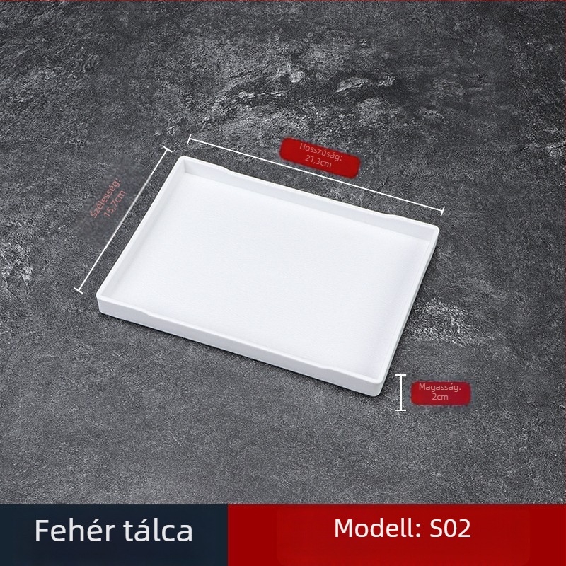 Műanyag teás tálca, téglalap alakú, egyszínű mintázat, modern minimalist stílus, logó nyomtatás elérhető