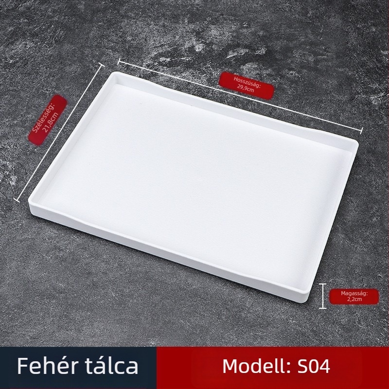 Műanyag teás tálca, téglalap alakú, egyszínű mintázat, modern minimalist stílus, logó nyomtatás elérhető