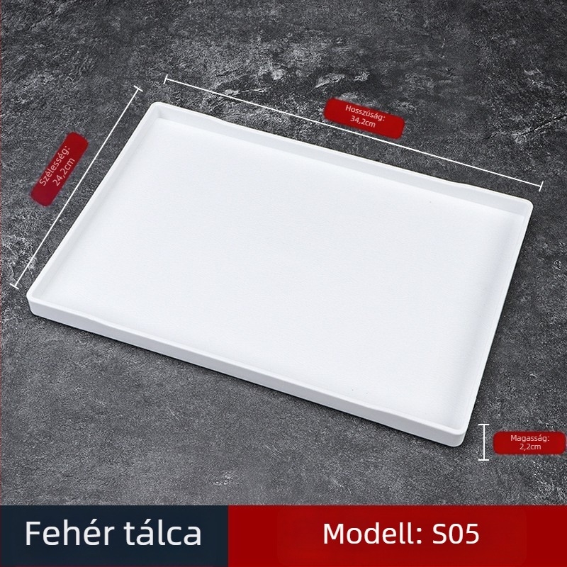 Műanyag teás tálca, téglalap alakú, egyszínű mintázat, modern minimalist stílus, logó nyomtatás elérhető