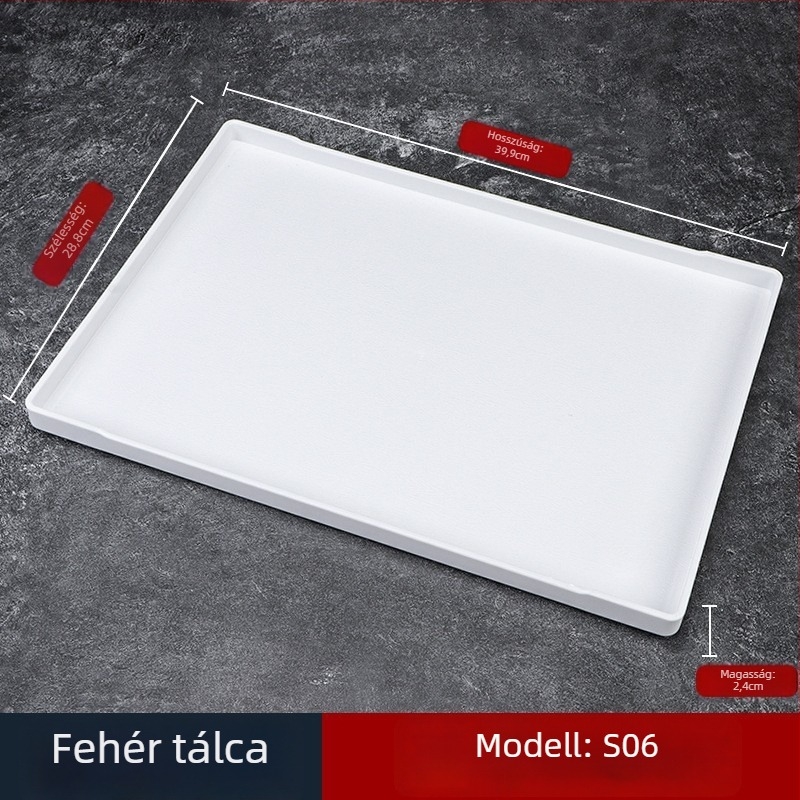 Műanyag teás tálca, téglalap alakú, egyszínű mintázat, modern minimalist stílus, logó nyomtatás elérhető