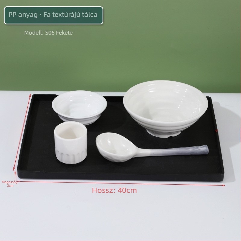 Műanyag teás tálca, téglalap alakú, egyszínű mintázat, modern minimalist stílus, logó nyomtatás elérhető
