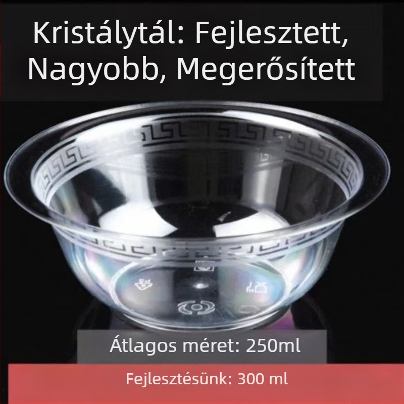 Egyszer használatos műanyag étkészlet: tálak és evőpálcikák, négy darabos készlet, kör alakú tálak, hőálló, élelmiszer-minőségű