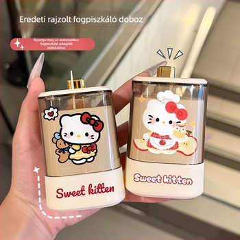 Fogpiszkáló tartó automatikus kiemeléssel, animációs stílusú, műanyag kivitel, otthoni használatra