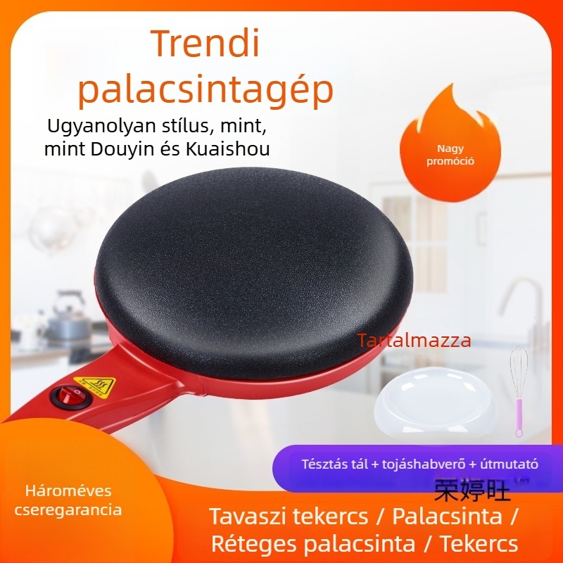 Elektronikus gofrisütő palacsintához és tavaszi tekercshez, kompakt kivitel, 600W, egyoldali fűtés, mechanikus működés