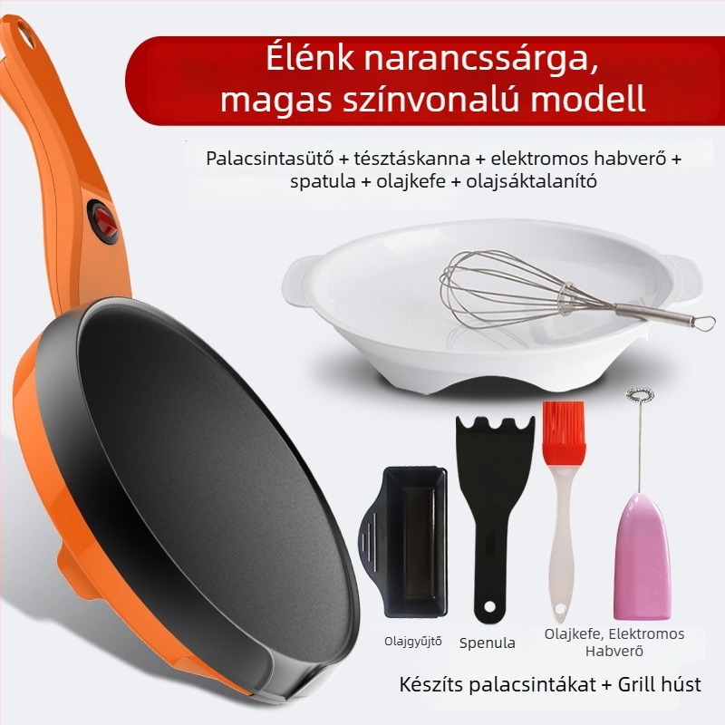 Elektronikus gofrisütő palacsintához és tavaszi tekercshez, kompakt kivitel, 600W, egyoldali fűtés, mechanikus működés