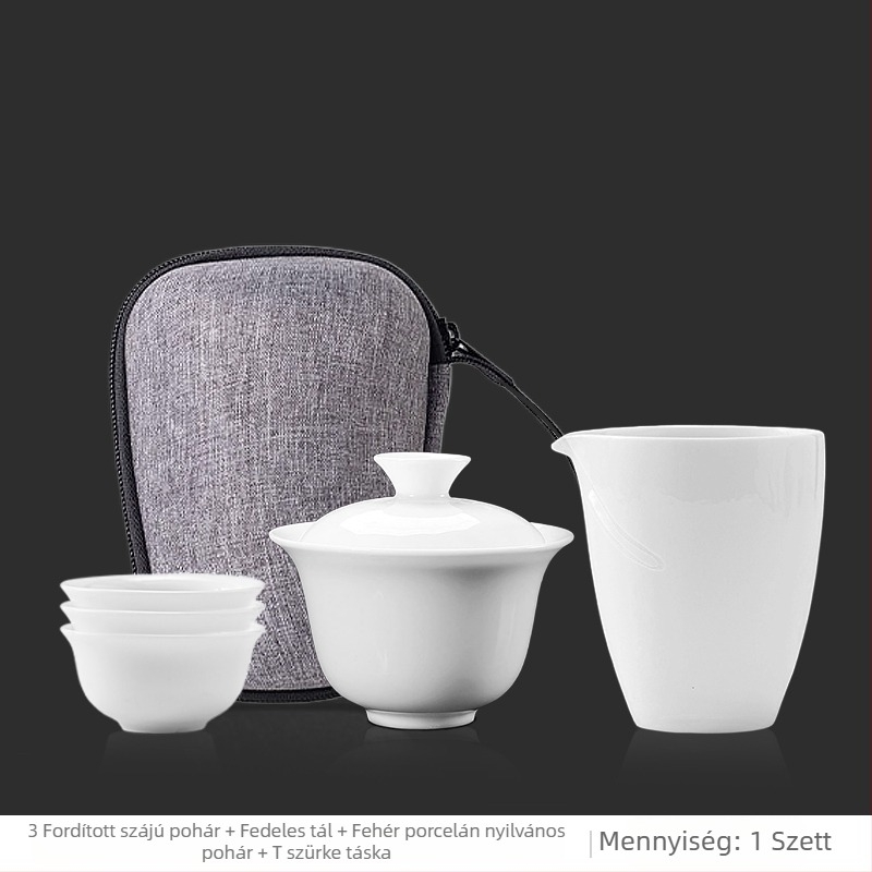 Kempingezéshez teáskészlet fedővel – porcelán, ovális alak, modern minimalist stílus, spray-bevonatú felület, mintázat 69850