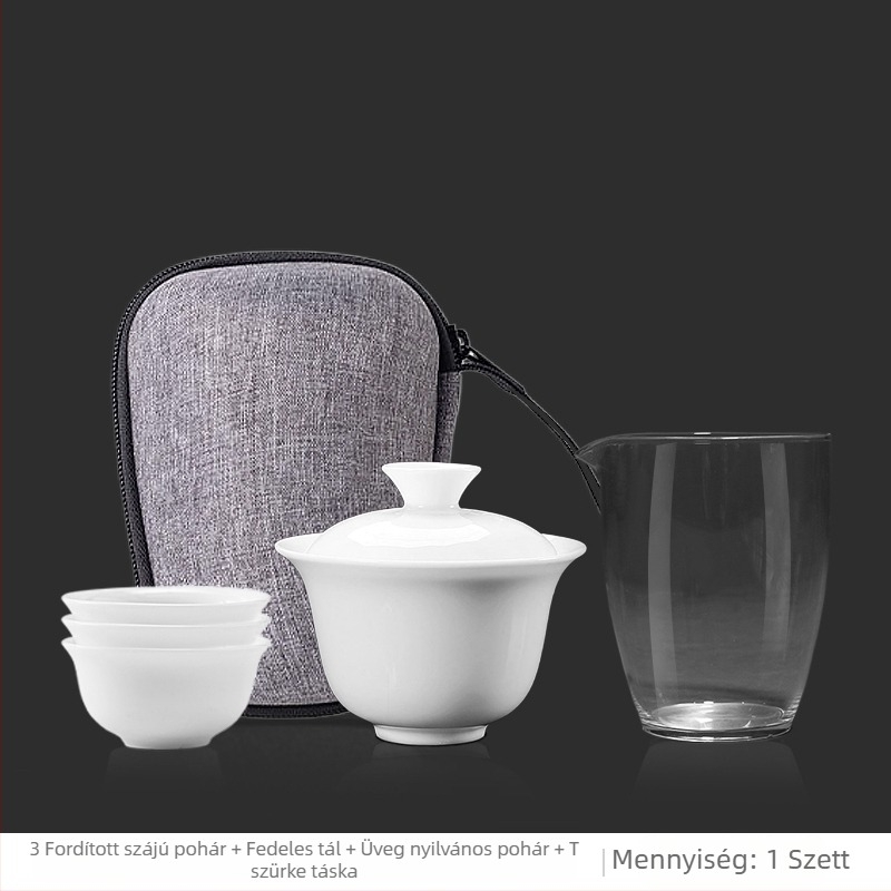 Kempingezéshez teáskészlet fedővel – porcelán, ovális alak, modern minimalist stílus, spray-bevonatú felület, mintázat 69850