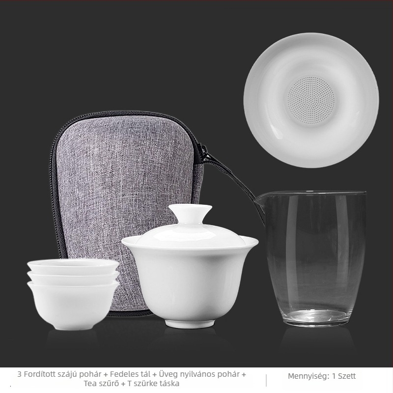 Kempingezéshez teáskészlet fedővel – porcelán, ovális alak, modern minimalist stílus, spray-bevonatú felület, mintázat 69850