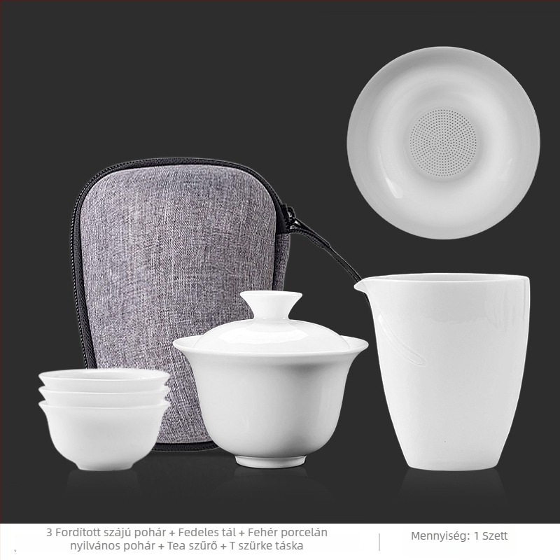 Kempingezéshez teáskészlet fedővel – porcelán, ovális alak, modern minimalist stílus, spray-bevonatú felület, mintázat 69850