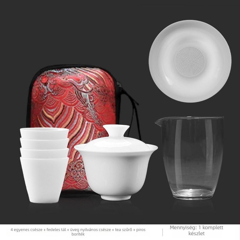Kempingezéshez teáskészlet fedővel – porcelán, ovális alak, modern minimalist stílus, spray-bevonatú felület, mintázat 69850