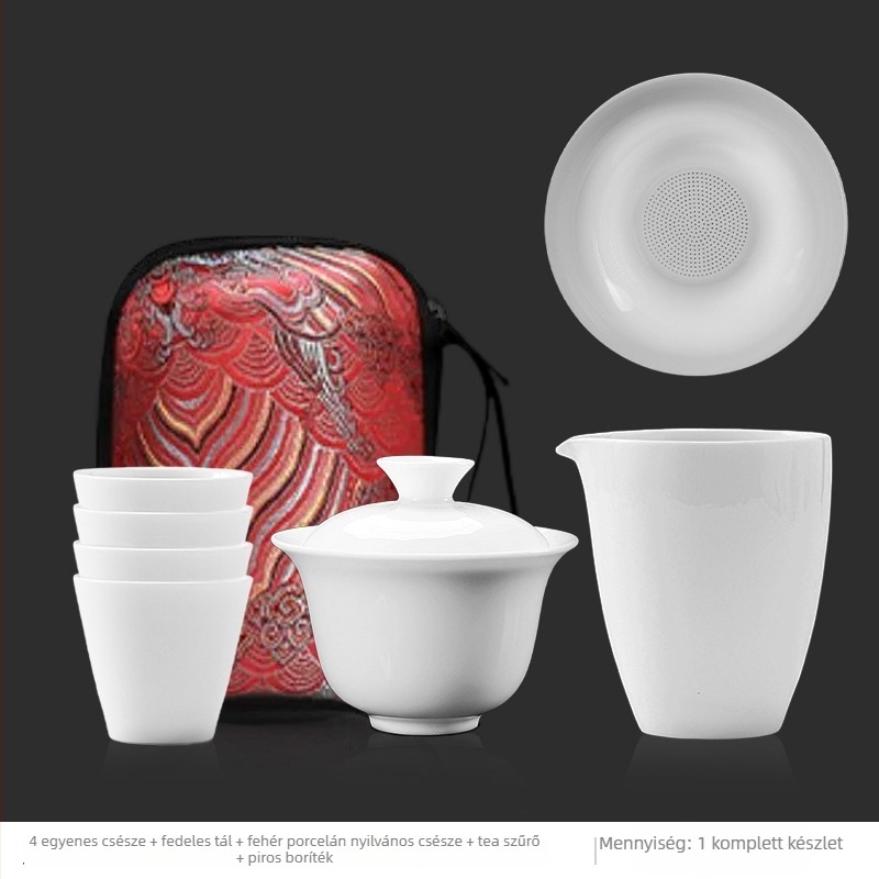 Kempingezéshez teáskészlet fedővel – porcelán, ovális alak, modern minimalist stílus, spray-bevonatú felület, mintázat 69850