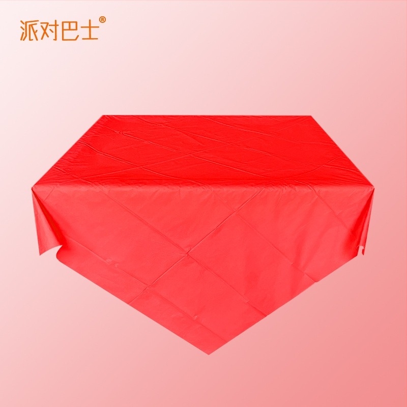 Egyszer használatos PE műanyag asztalterítő, téglalap alakú, 30 μm, egységes mintázat, logóval