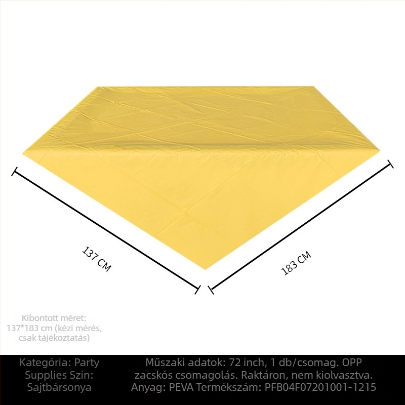 Egyszer használatos PE műanyag asztalterítő, téglalap alakú, 30 μm, egységes mintázat, logóval