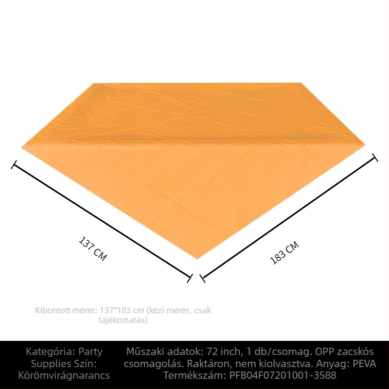 Egyszer használatos PE műanyag asztalterítő, téglalap alakú, 30 μm, egységes mintázat, logóval