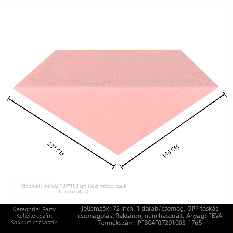 Egyszer használatos PE műanyag asztalterítő, téglalap alakú, 30 μm, egységes mintázat, logóval