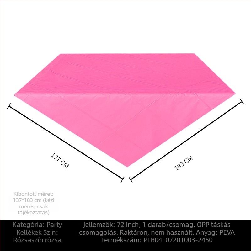 Egyszer használatos PE műanyag asztalterítő, téglalap alakú, 30 μm, egységes mintázat, logóval