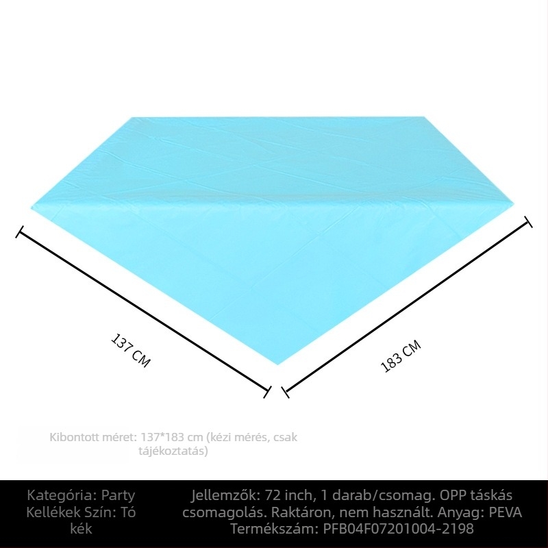 Egyszer használatos PE műanyag asztalterítő, téglalap alakú, 30 μm, egységes mintázat, logóval