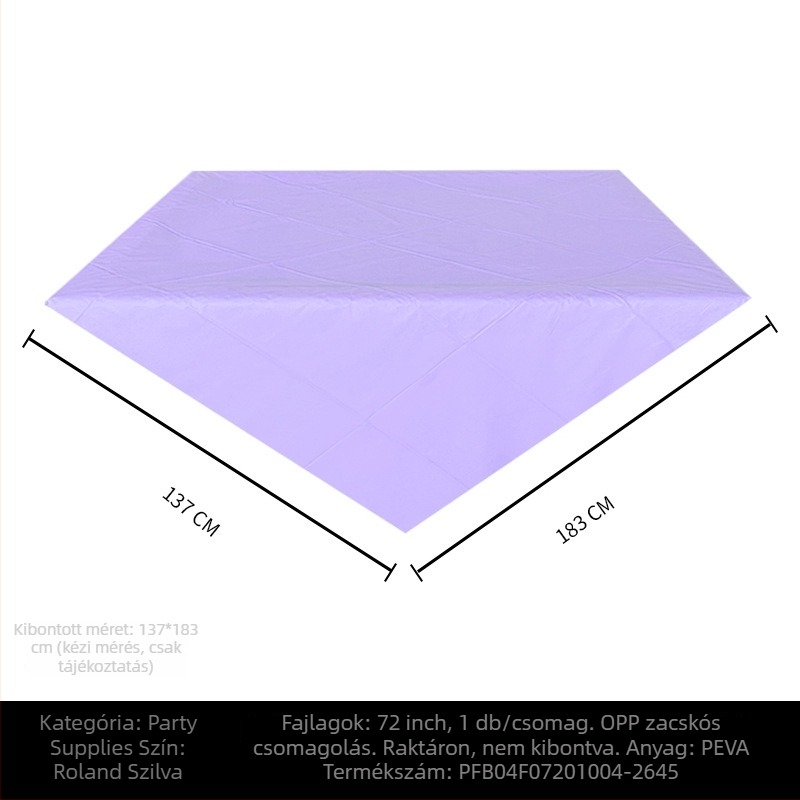 Egyszer használatos PE műanyag asztalterítő, téglalap alakú, 30 μm, egységes mintázat, logóval