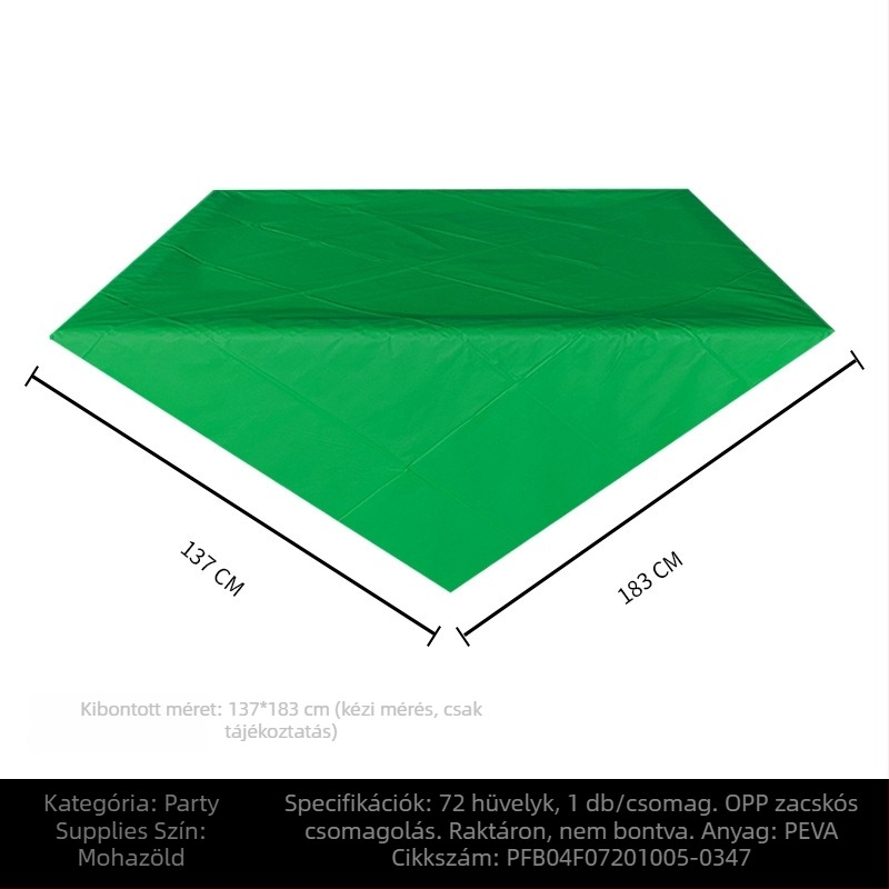 Egyszer használatos PE műanyag asztalterítő, téglalap alakú, 30 μm, egységes mintázat, logóval