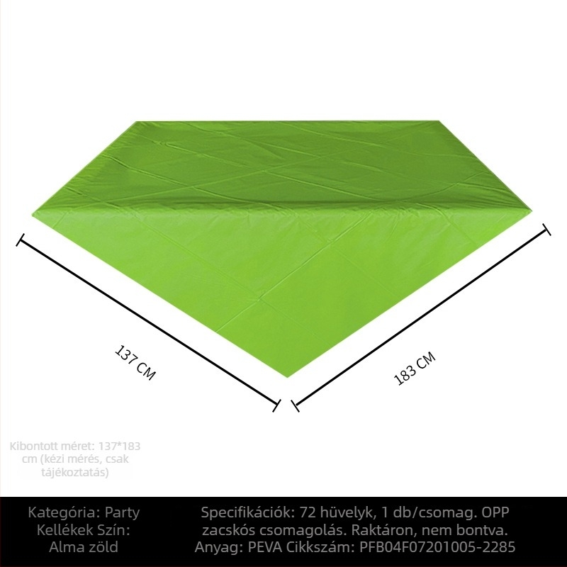 Egyszer használatos PE műanyag asztalterítő, téglalap alakú, 30 μm, egységes mintázat, logóval