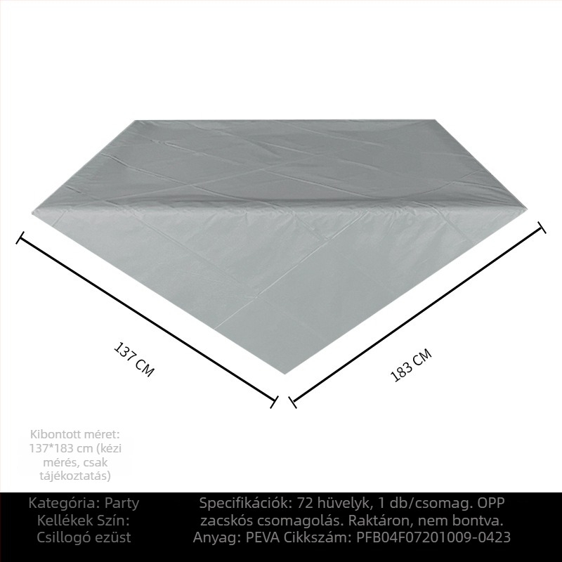 Egyszer használatos PE műanyag asztalterítő, téglalap alakú, 30 μm, egységes mintázat, logóval
