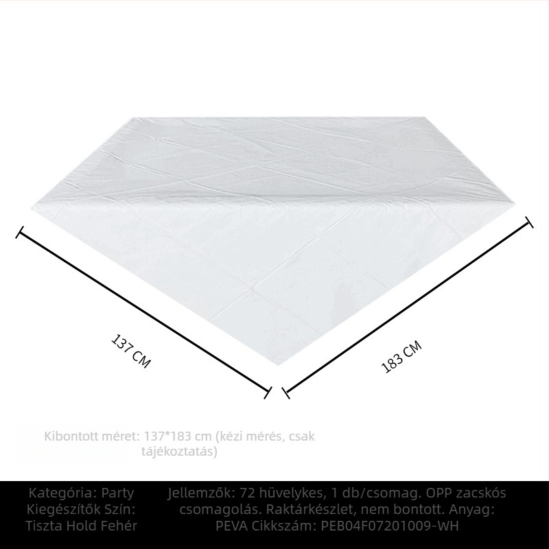 Egyszer használatos PE műanyag asztalterítő, téglalap alakú, 30 μm, egységes mintázat, logóval